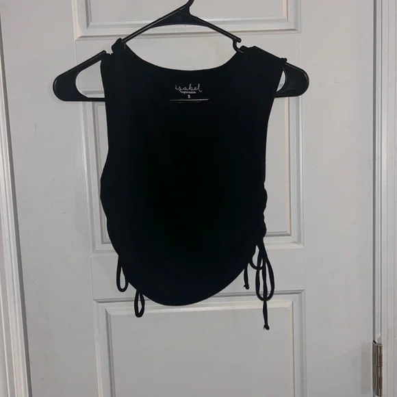 Isabel Maternity Black Ruched Tie Tank Top - Picture 1 of 3